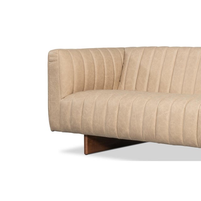 White Modern Channel Tufted White Leather Sofa For Sale - Image 8 of 13