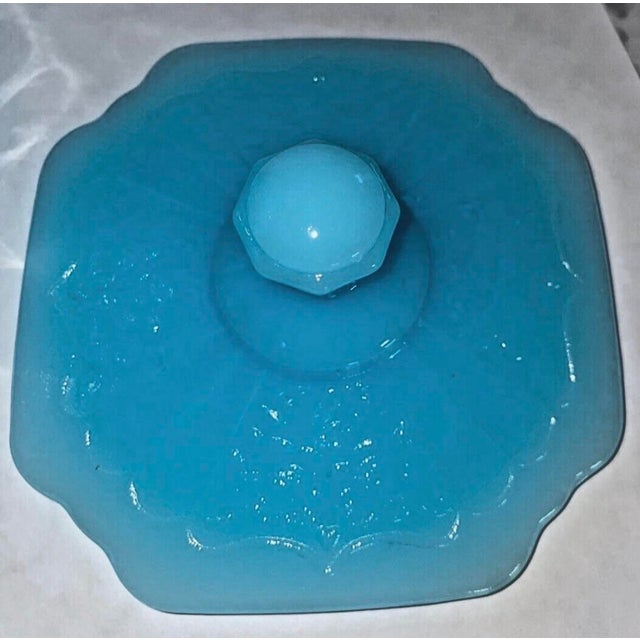 Glass Rare Baby Blue Mayfair Open Rose Depression Glass Cookie Jar For Sale - Image 7 of 12