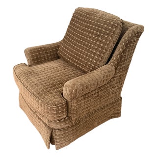 Contemporary Brown Chenille Custom Upholstered Club Chair For Sale