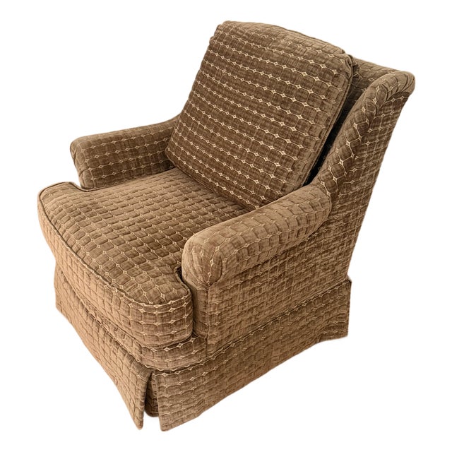 Contemporary Brown Chenille Custom Upholstered Club Chair For Sale