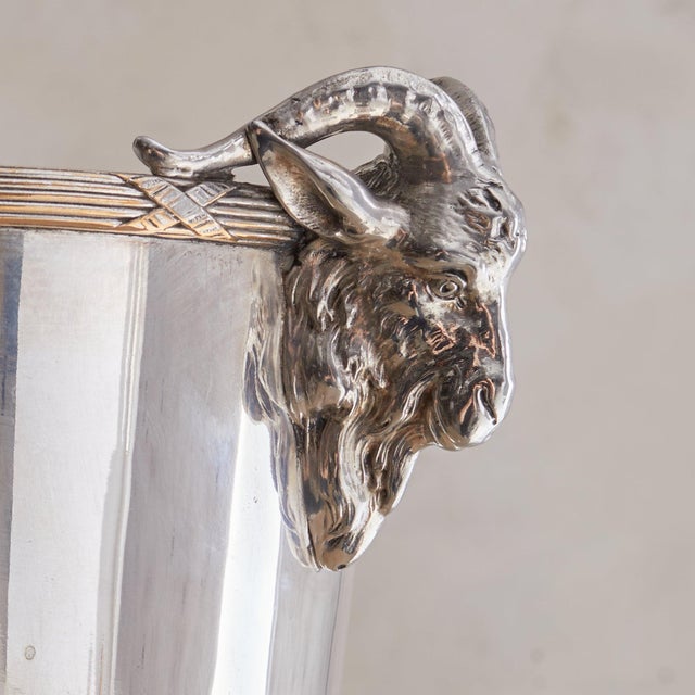 French Silver-Plated Ram Handle Champagne Bucket, 1960s For Sale - Image 4 of 7