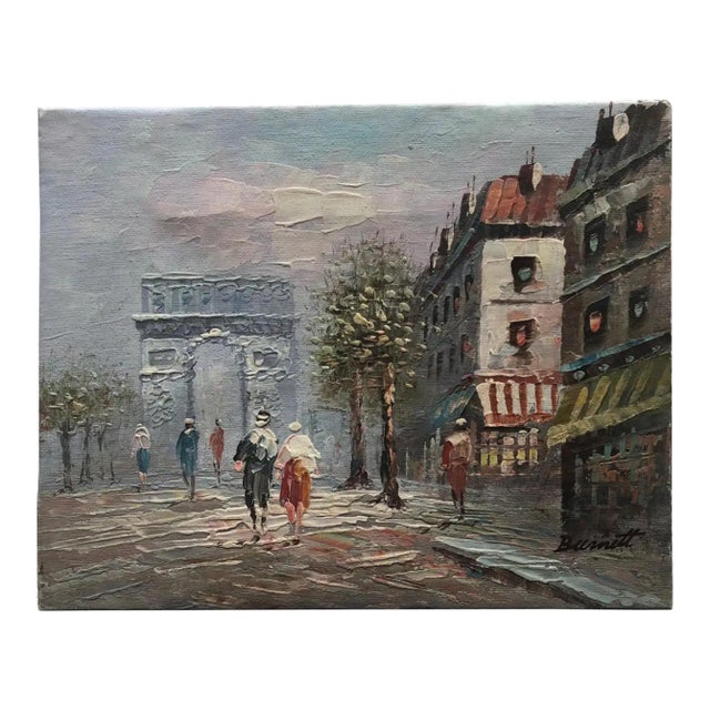 Oil Painting Paris France Cityscape Attrib. To Caroline Burnett, Signed For Sale