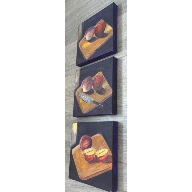 Late 20th Century Still Life Tryptic, "Snack Time", Oil on Canvas, Signed by Artist For Sale - Image 5 of 8