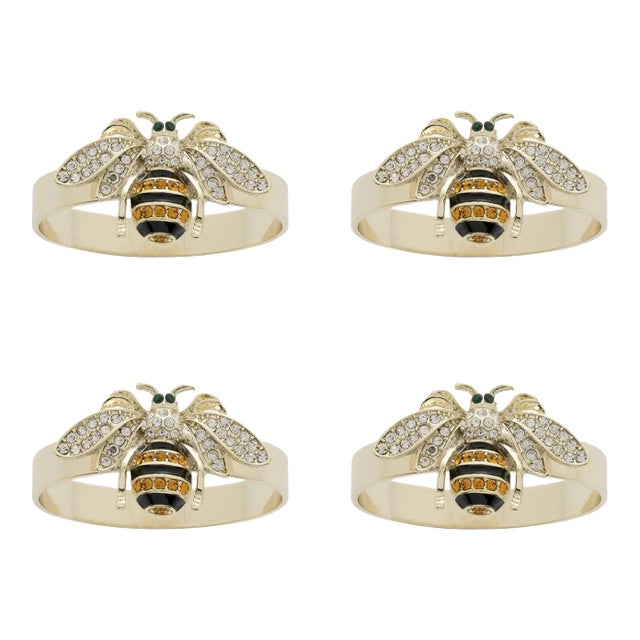 Skinny Stripey Bee Napkin Rings, Set of 4 Chairish