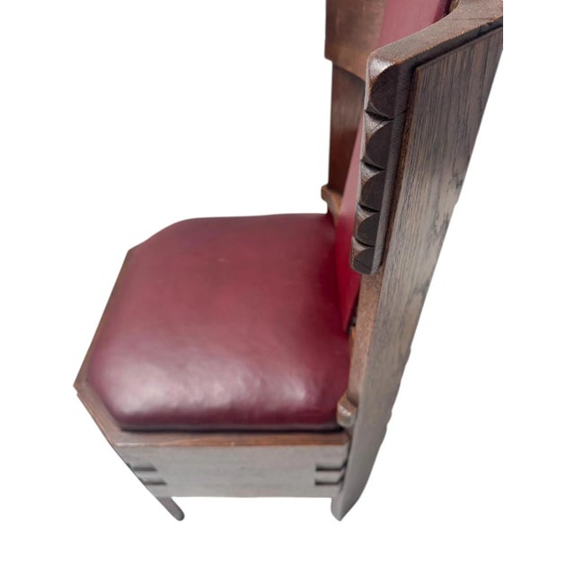 Magnificent and rare pair of Art Deco Amsterdamse School side chairs. The iconic design of this lovely pair is in the...