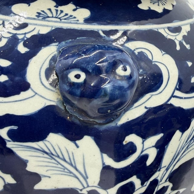 Mid 20th Century Pair of Chinese Style Blue and White Porcelain Temple Ginger Jars For Sale - Image 16 of 18