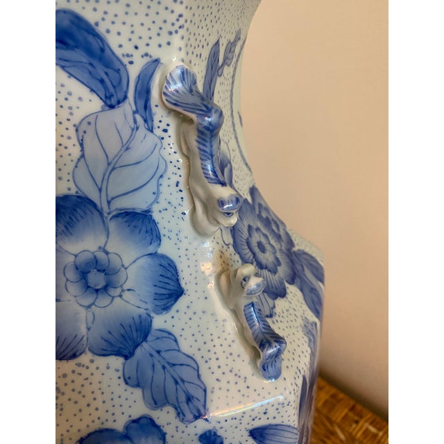 Ceramic Maitland-Smith Large Blue and White Vase For Sale - Image 7 of 10