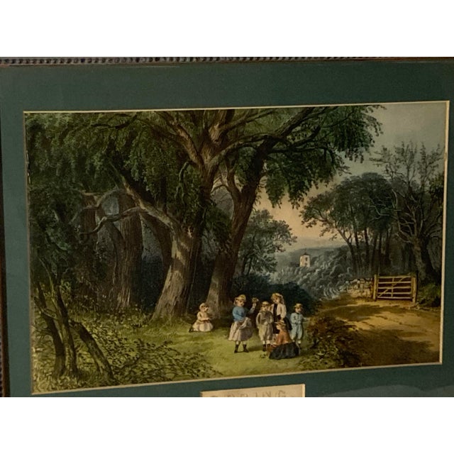 Mid 19th Century Original Americana Currier and Ives Colorful Spring Scene With Gate. For Sale - Image 6 of 12