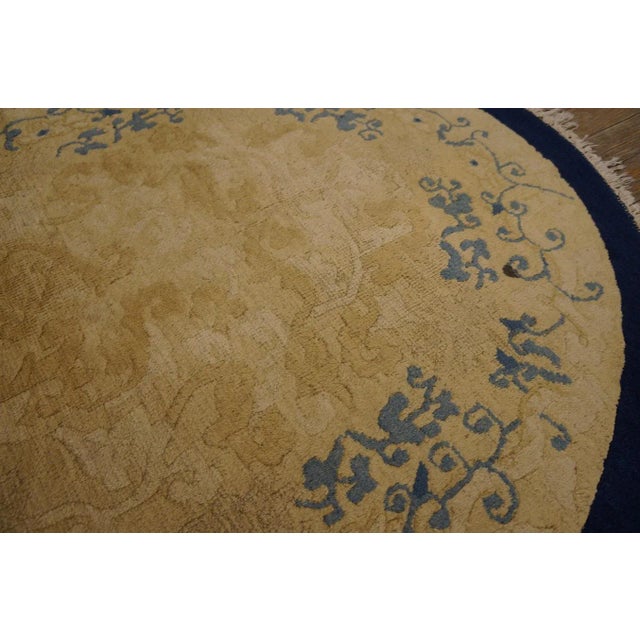 1920s Beige Foliate Medallion Antique Oval Chinese Peking Rug 3' X 5'9'' Wool Knotted Carpet For Sale - Image 9 of 12