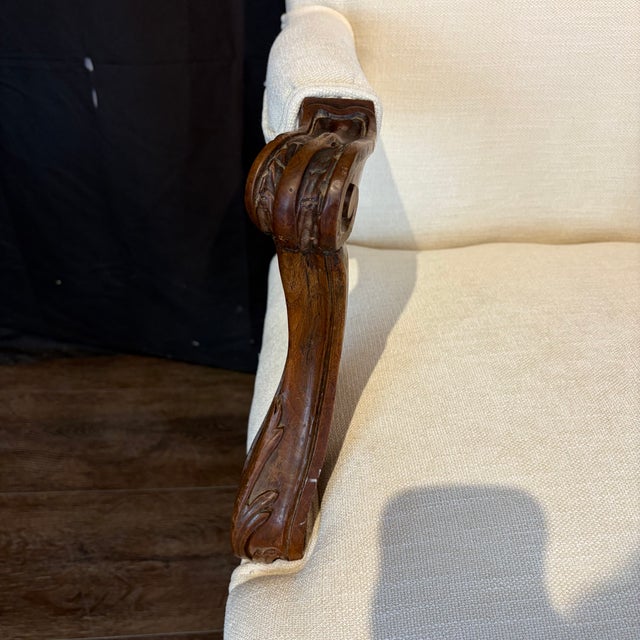 Wood Early 19th Century French Louis XV Carved Walnut Fauteuil Armchairs- A Pair For Sale - Image 7 of 11