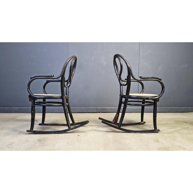 Art Nouveau Rocking Chairs, 1900s, Set of 2 For Sale - Image 3 of 11
