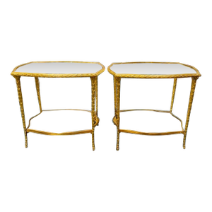 Pair of Italian Maison Bagues Manner Gilt Side Tables