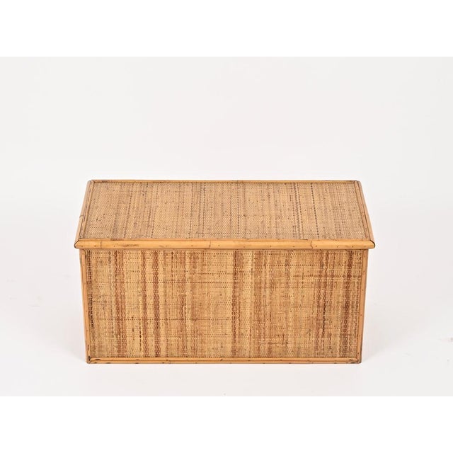 French Riviera Storage Chest in Bamboo and Wicker, Italy, 1970 For Sale - Image 10 of 15