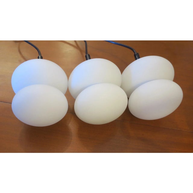 Mid-Century Organic Shaped Opal Glass Pendant Lights, Set of 3 For Sale - Image 10 of 10