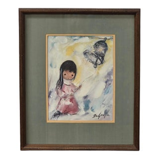Ted DeGrazia Bell of Hope Signed Southwest Figurative Print 1981 For Sale