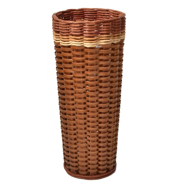 Late 20th Century woven Umbrella Stand for Entryway Bohemian Chic Style with all around natural products such as Cane,...