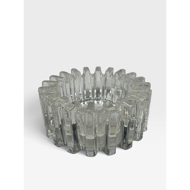 1970s Mid-Century Brutalist Sculptural Clear Glass Bowl For Sale In Houston - Image 6 of 8