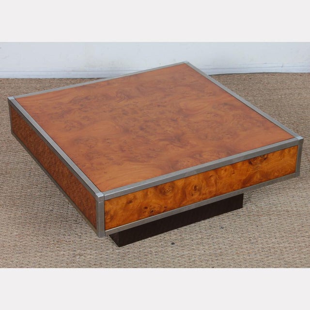 Square Coffee Table in Burl Wood, 1980s For Sale - Image 6 of 7
