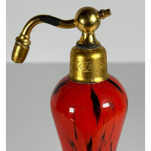 Art Deco Czech Red & Black Swirled Glass Perfume Atomizer for your consideration. The perfume atomizer measures approx. 7...