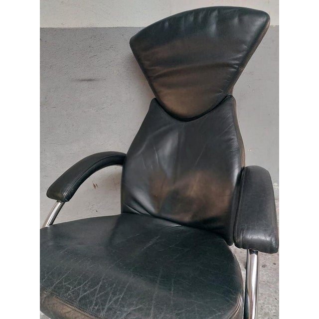 Black Leather Chrome Armchair, 1980s For Sale - Image 4 of 18