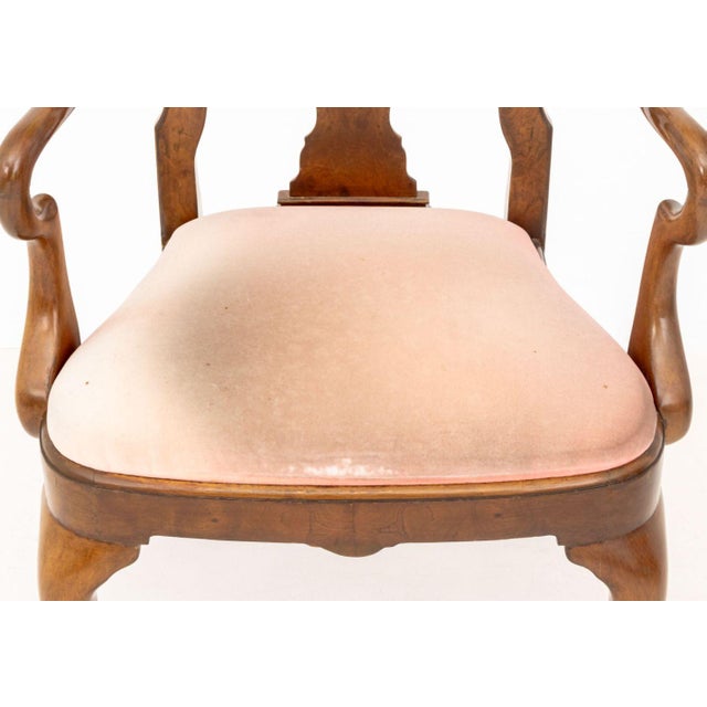 Pink Queen Anne Style Walnut Dining Chairs, 4 For Sale - Image 8 of 11