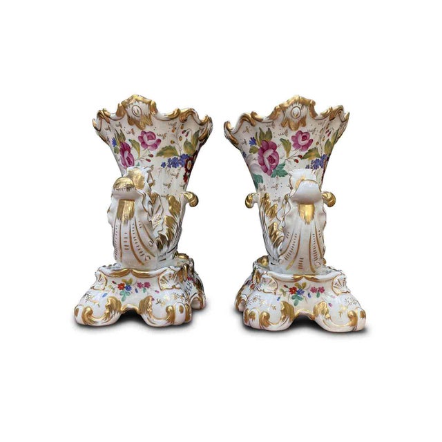 Ceramic Cornucopia Vases in French Porcelain, 1800s, Set of 2 For Sale - Image 7 of 8