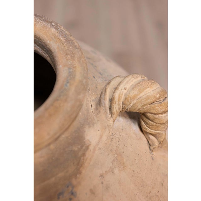 Italian Early 19th Century Terracotta Olive Oil Jar from Naples, Twisted Handles For Sale - Image 4 of 8