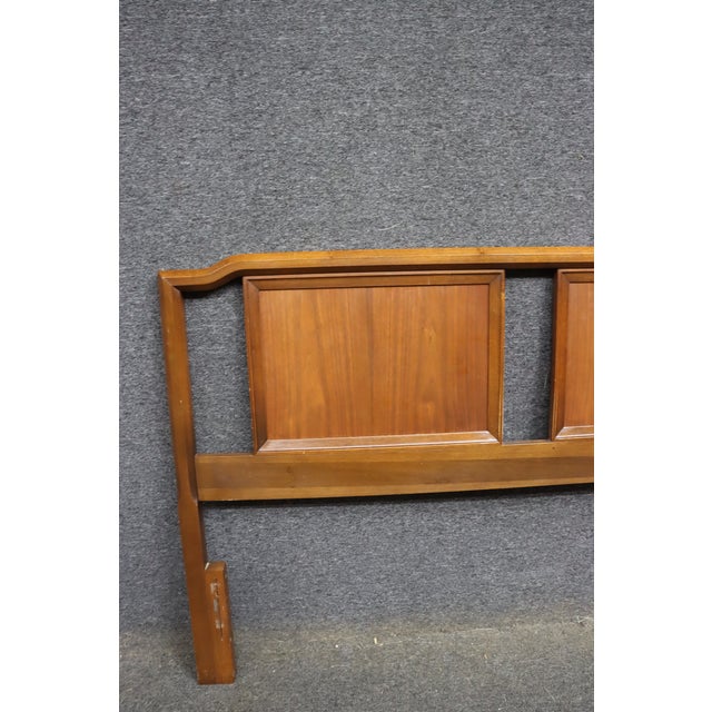 Wood Mid-Century Walnut Queen Headboard With Cane Panels For Sale - Image 7 of 8