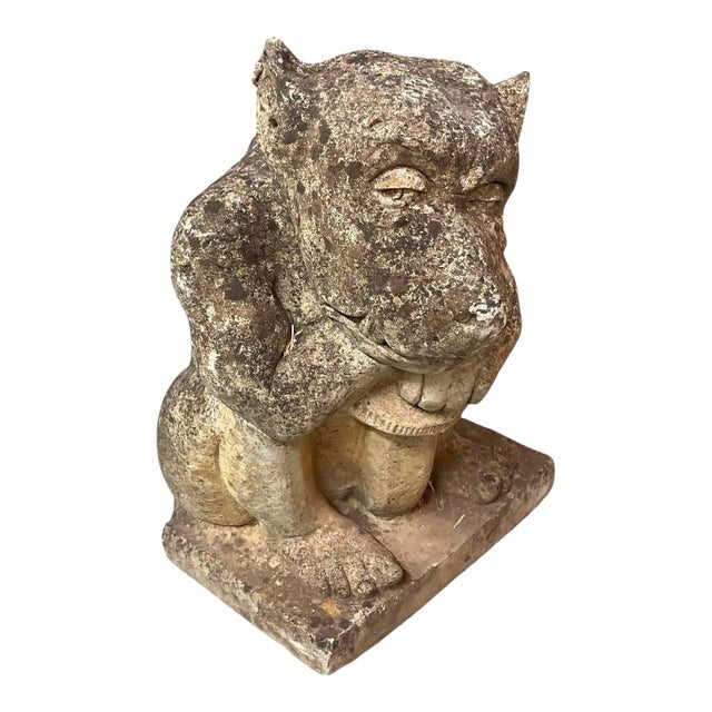 Vintage Cast Stone Gargoyle Sentinel Statue For Sale
