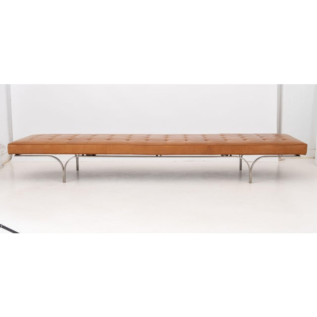 Erwine Laverne (American, 1909-2003) and Estelle Lester (American, 1915-1997) Philharmonic Bench, 1961, button-tufted tan...