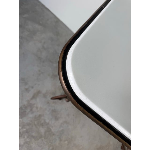 1960’s French Hollywood Regency Metal & Brass Indoor/Outdoor Dining Table With White Marble Top For Sale - Image 10 of 12