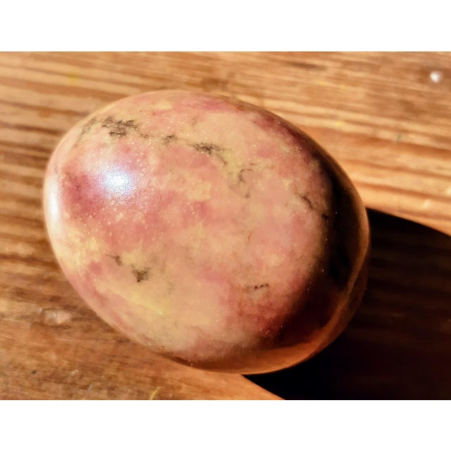 An exquisite mid-century decorative marble egg that stands out with its stunning golden, peach yellow-orange hue! This...