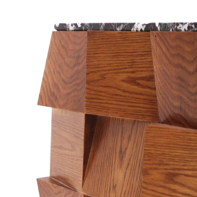 Brown Modern Sideboards in Wood with Burgundy Marble Top, Italy, 2000, Set of 2 For Sale - Image 8 of 12