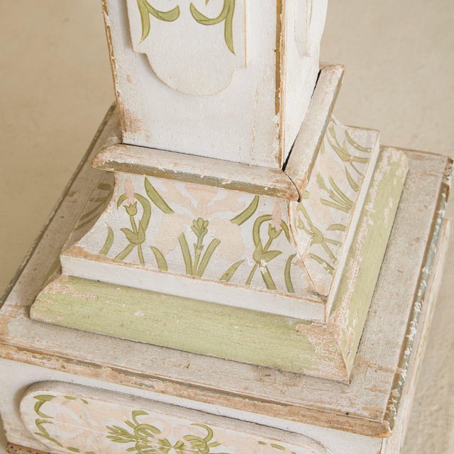 Wood French Art Nouveau Hand-Painted Wood Pedestal, 1960s For Sale - Image 7 of 10