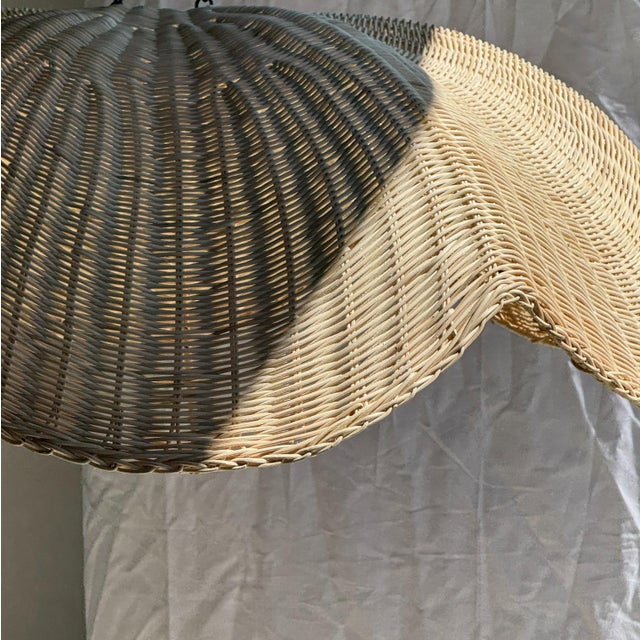 Beige Large Rattan Tulip Pendant Light, 1980s For Sale - Image 8 of 11