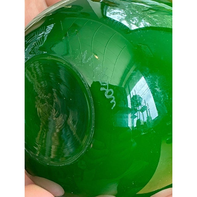 Vintage Signed Emerald Green Glass Vase For Sale - Image 14 of 15