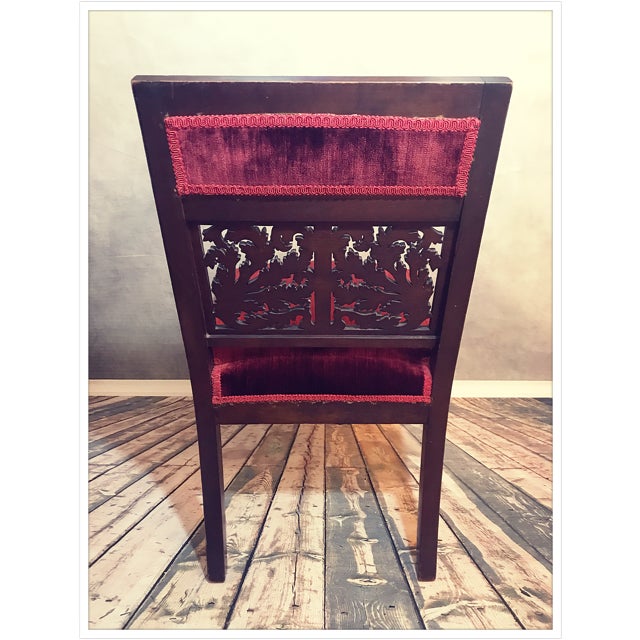 Antique Carved Walnut Red Velvet Chair Chairish