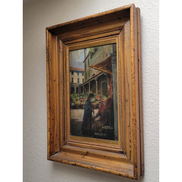 Antique Early 1900s Oil on Panel of a Venetian Market Scene by m.s. Loresen (?) For Sale - Image 10 of 17
