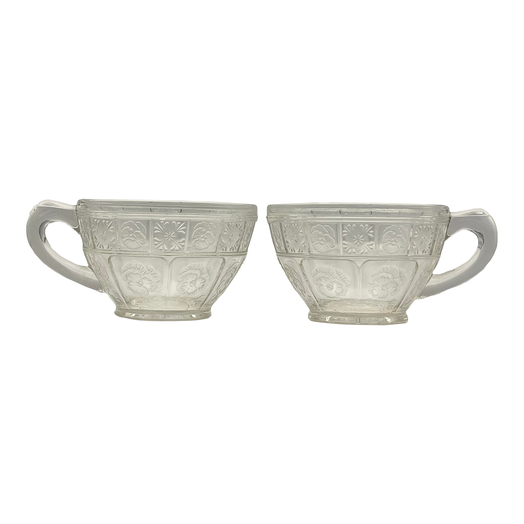 1930s Pressed Glass Pansy Teacups-a Pair | Chairish