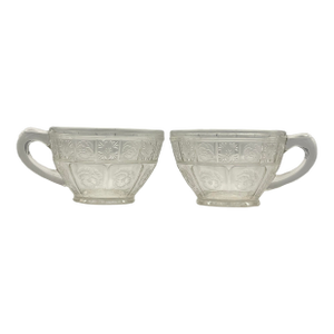 1930s Pressed Glass Pansy Teacups-a Pair