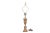 An Indian style table lamp made of copper and brass. An unusual baluster shaped harp has a tall turned finial, above a...