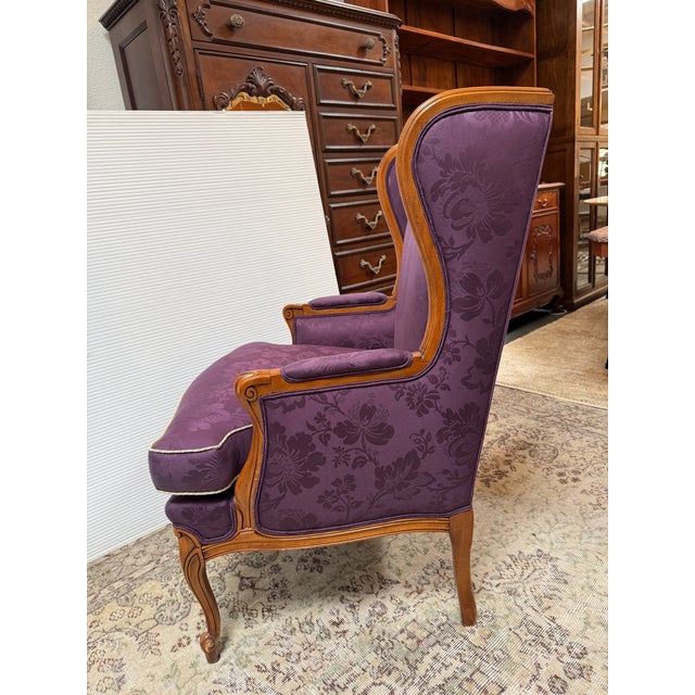Late 20th Century French Provincial Wing Back Chair For Sale - Image 5 of 12