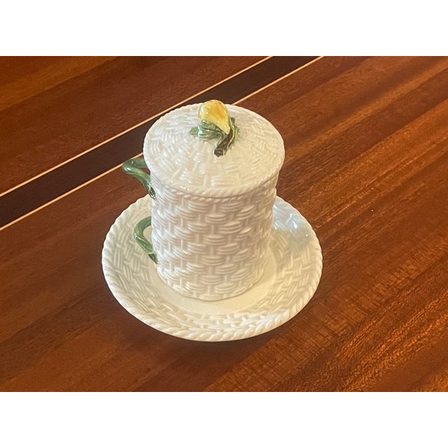 1960s Vintage Italian Este Ceramiche Basketweave Lidded Pot With Serpent Handles For Sale - Image 5 of 7