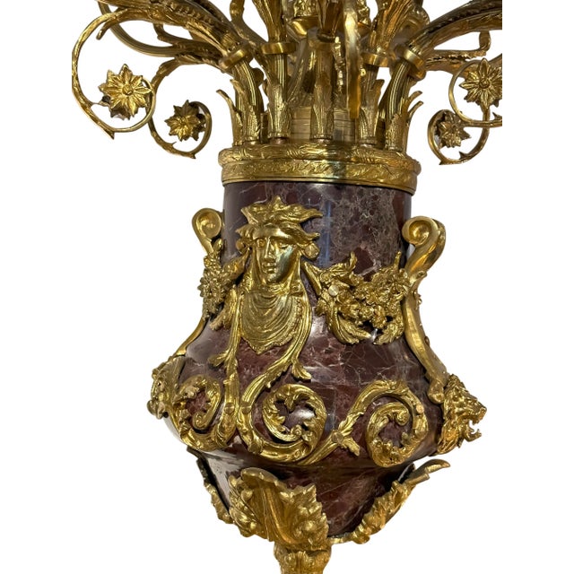 21st Century French Style Marble Pedestal and Candelabra With Brass Accents - 2 Pieces For Sale In Los Angeles - Image 6 of 10