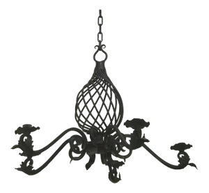 Wrought Iron Spindle Five Arm Candle Holder Chandeleir