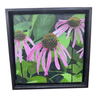 Purple Cornflower by Kathleen Varadi, 2021 Acrylic on Canvas, Framed For Sale