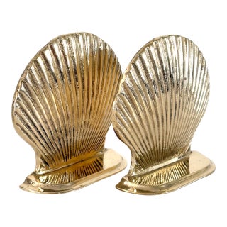 Brass Shell Bookends - A Pair For Sale