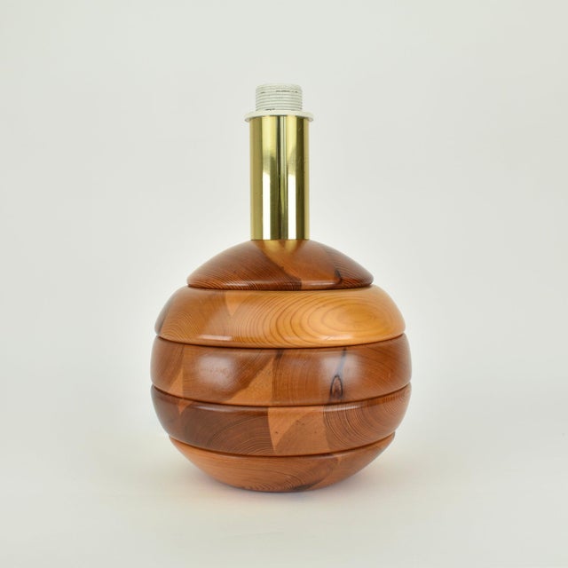 Modernist Pine Wooden Table Light, 1970s For Sale - Image 11 of 12