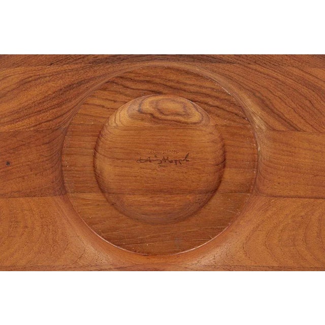 1960s Danish Modern Large Teak Wood Bowl by Henning Koppel for Georg Jensen For Sale - Image 10 of 11