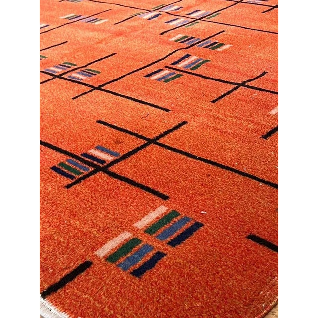 Orange Orange-Colored Rug with Futurist Abstract Decorative Motifs by Zeki Muren, 1970s For Sale - Image 8 of 10